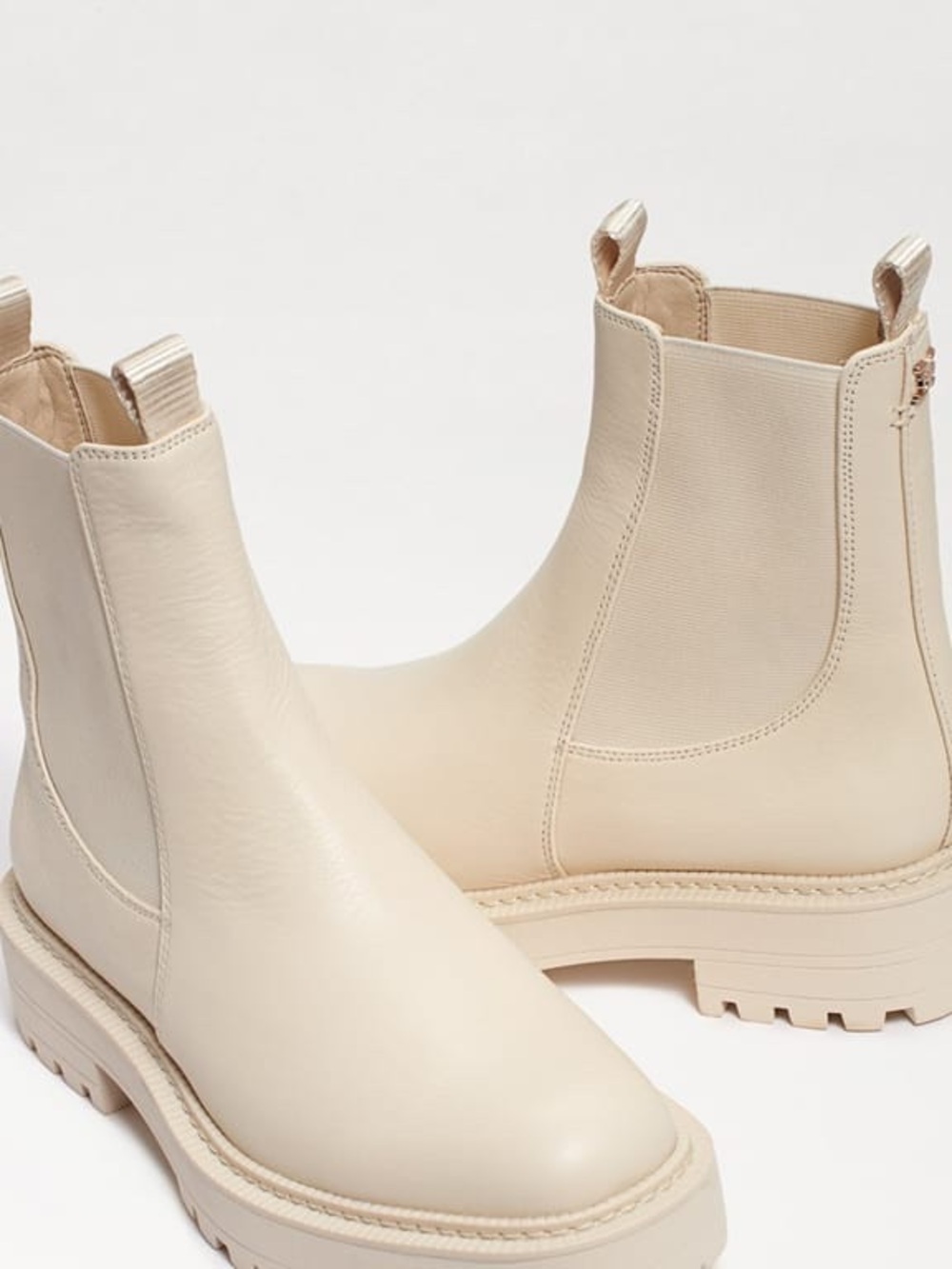 Sam Edelman Cream Chelsea Lug Boots